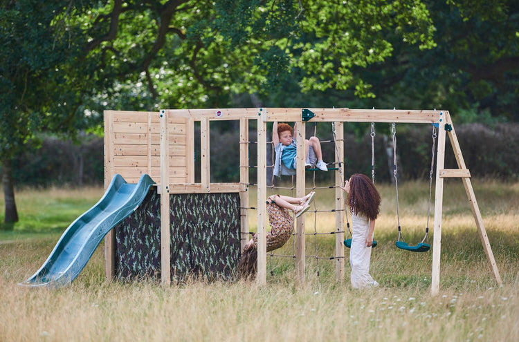 Plum® Wooden Climbing Cube Climbing Frame with Swing Arm