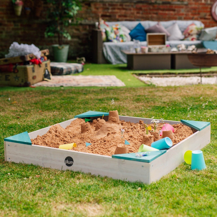 COLOURS By Plum Square Wooden Sandpit  Teal