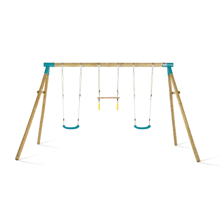 Plum Mangabey Wooden Swing Set with Trapeze