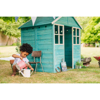 Garden Hut Wooden Playhouse in Teal