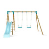 Wooden Swing Set with Double Swing and Slide