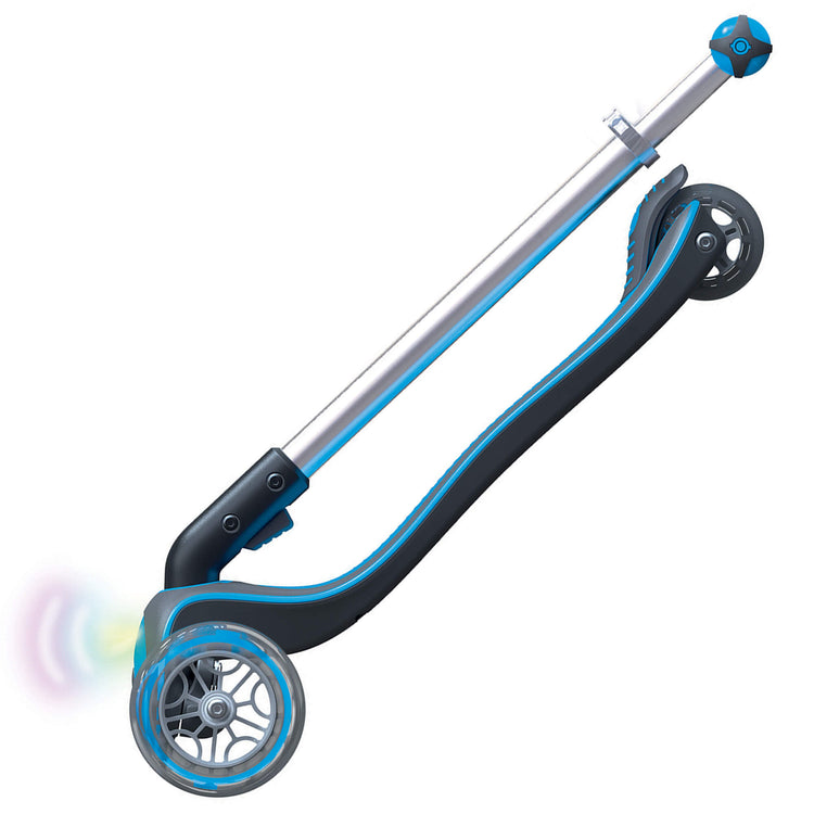 Globber Elite With Front Lights - Sky Blue - folded