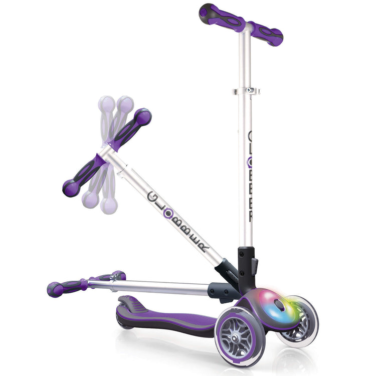 Globber Elite With Front Lights - Violet - folding