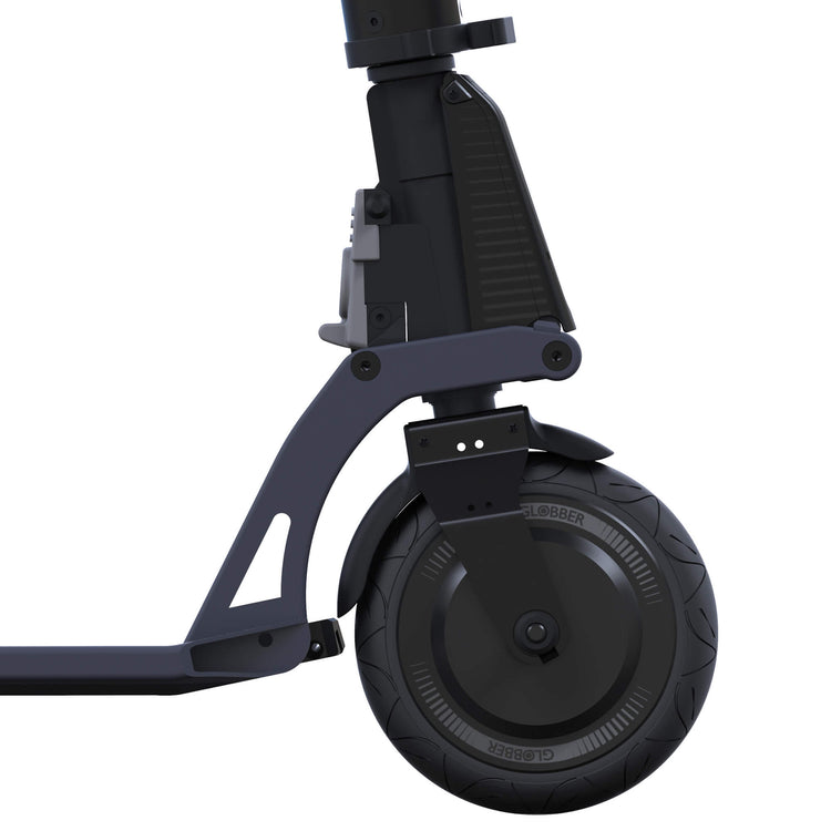 Globber One K E-Motion - Black/Slate Blue - Front Wheel Side