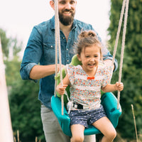 Growing Baby Seat Swing Accessory with Turquoise Hangers Lifestyle