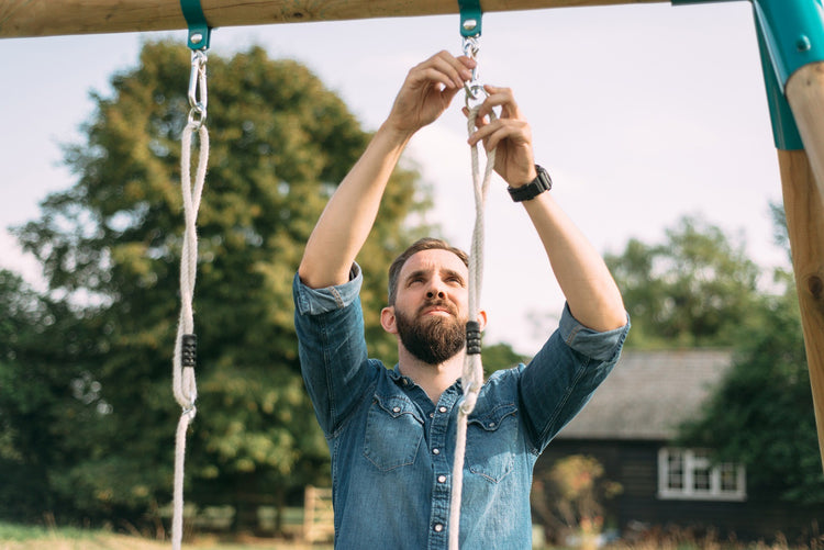 Roloway Wooden Double Swing Set with Slide